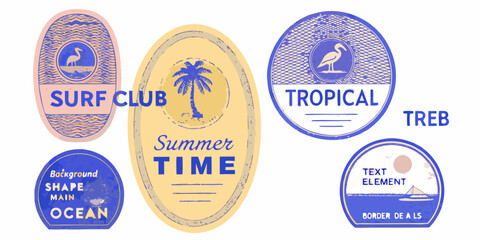 Retro surf badges with tropical themes and vintage style © Arif