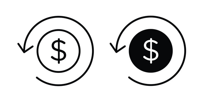 Money refund icon vector concept set