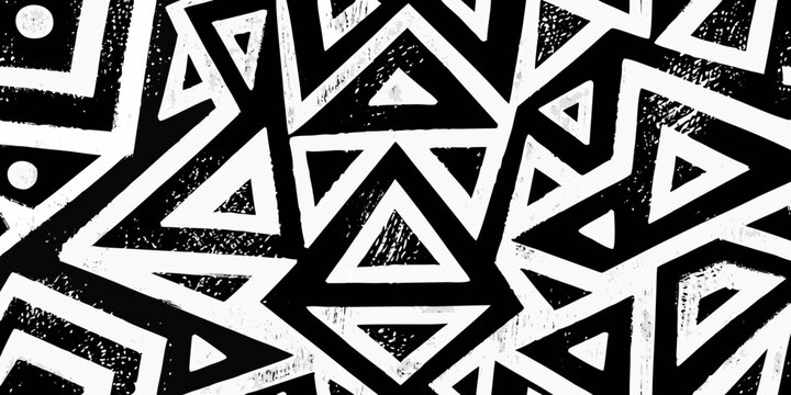 abstract geometric pattern with brush stroke texture in monochrome black and white high quality professional
