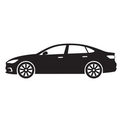 Obraz premium Modern Sedan Car Silhouette Side View