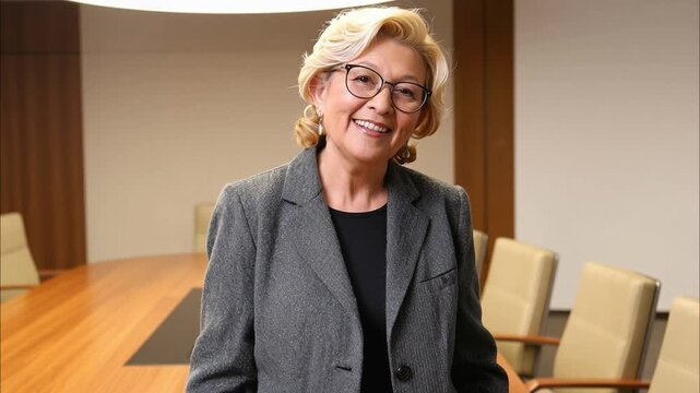 Portrait of a professional woman in a suit. Business woman standing in an office