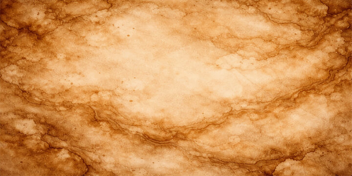Antique brown leather and fur texture pattern with a stained vintage parchment design on an aged grungy paper background