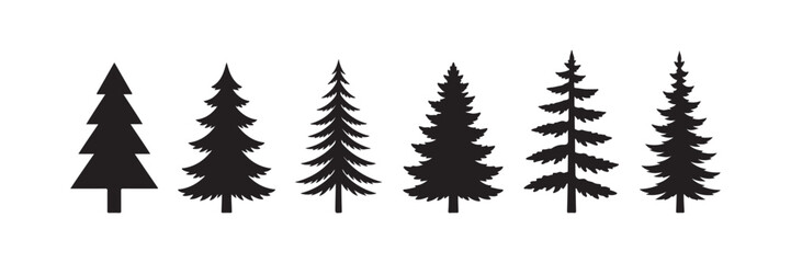 Obraz premium Pine Tree Silhouette Vector Set Collection
