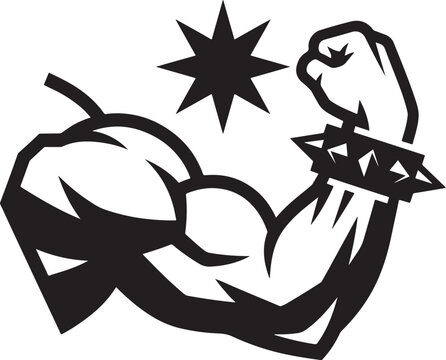 Strong bicep muscle flexing arm vector icon