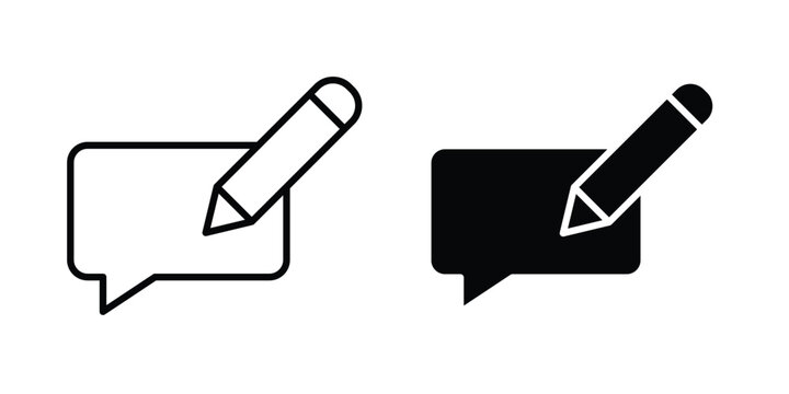 Write comment icon vector concept set