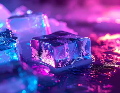 Vibrant Ice Cubes in Purple Hues.