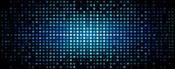 Obraz premium Blue digital pixel grid pattern with gradient light dots creating modern abstract technology screen display background design