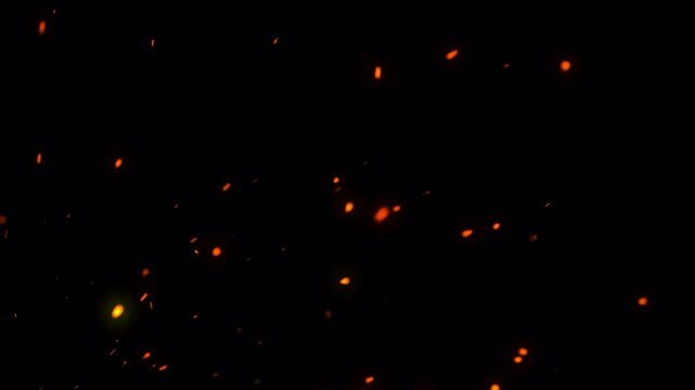 Floating fire flame sparks particles on transparent background video, looping alpha channel