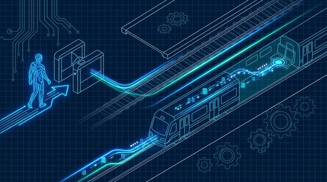 Physical AI Humanoid Boarding A Futuristic Digital Train