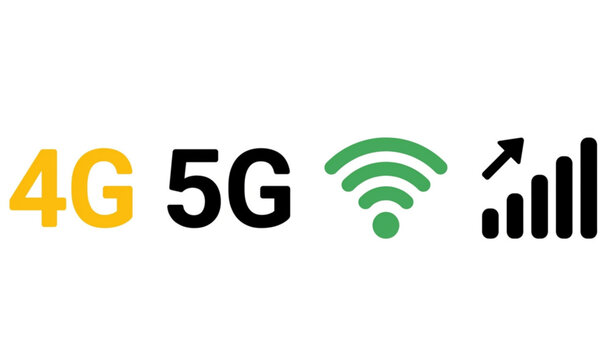 4G 5G WiFi and signal bars icon set vector mobile network symbols isolated on white background