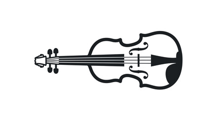 Fototapeta premium Elegant Violin Silhouette, Classic String Instrument Icon, Isolated on White