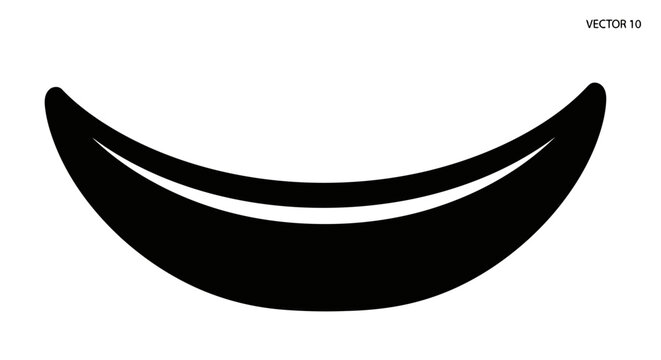 A black curved shape on a white background