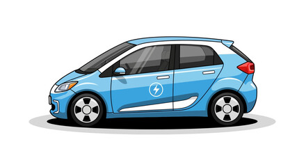 Obraz premium Pixel art electric car, blue and white, eco-friendly transport, clean energy vehicle illustration