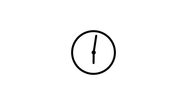 Modern animated clock icon with fast spinning hands and thin border on white background, time management concept.