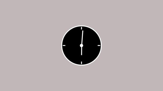 Animated black clock icon with white hands spinning fast on white background, time management and countdown concept.