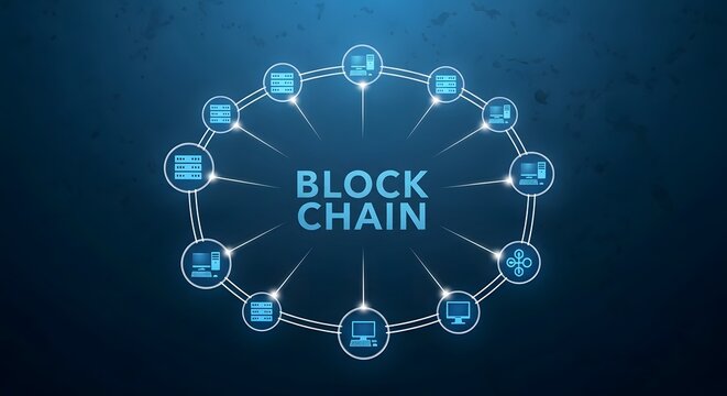 Blockchain technology for business secure decentralized network illustration