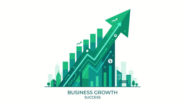 Green arrow graph showing business growth.