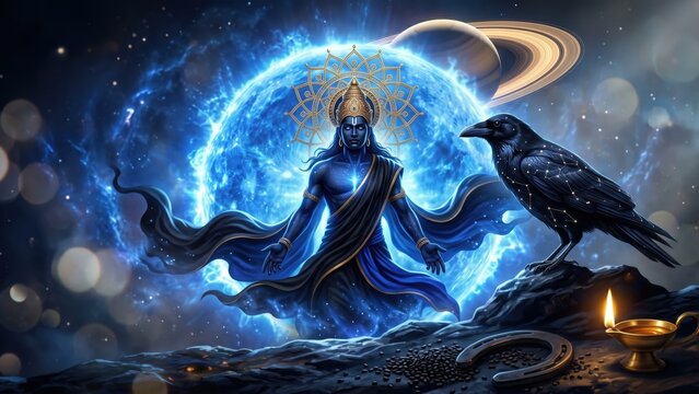 Shani Dev Supernova Vision &ndash; Celestial Spiritual Energy Artwork