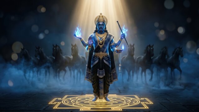 Shani Dev Cosmic Crossroads &ndash; Divine Karma Energy Scene