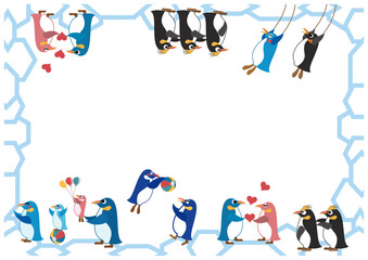 Fototapeta premium ペンギン■氷とペンギンのフレーム