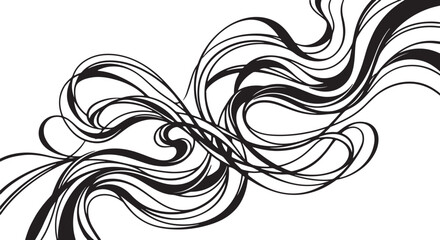 Fototapeta premium Black abstract silk ribbon design, flowing artistic curves, premium monochrome illustration, clean modern vector style