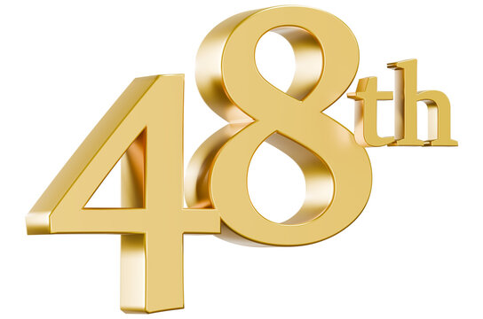 Shiny gold 3D render of number 48th