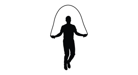 Person jumping rope with a skipping rope black silhouette high quality professional © Kuntol02