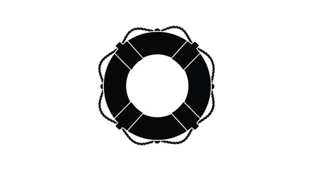 Life preserver ring with rope black silhouette high quality professional detailed modern © Kuntol02