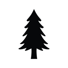 Fototapeta premium Simple black pine tree silhouette icon isolated design for nature and forest themed graphic projects Vector
