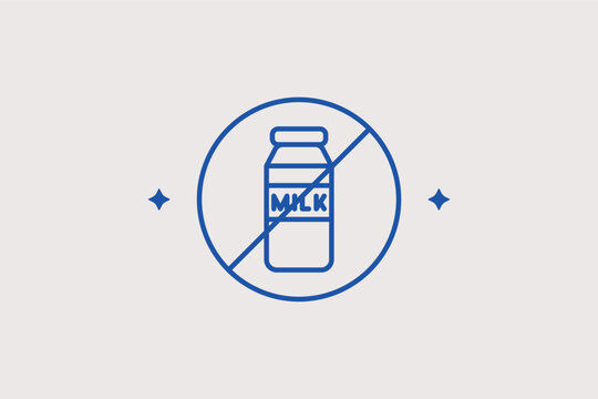 No milk line icon for dairy-free products and lactose intolerance warnings. Important vector illustration for vegan food packaging and allergy awareness posters.