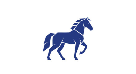 Obraz premium Blue geometric horse logo icon on white background