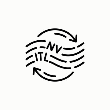 Circular arrows with nv and atl text in black vector style