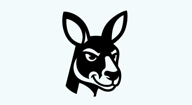 Stylized black and white kangaroo head