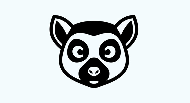 Stylized black and white lemur illustration