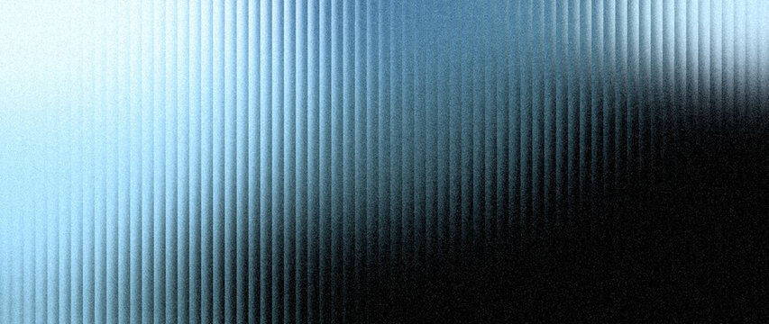Abstract ribbed glass background with grainy texture in blue and cyan tones for digital hero header and wide banner mockup.