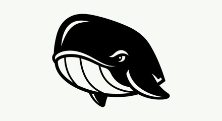 Stylized black and white whale illustration © Andre