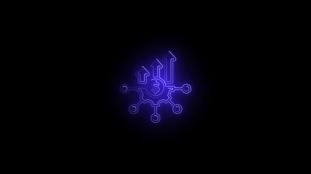 bule neon dollar sign with arrows illustrating financial growth concept