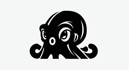 Stylized black octopus graphic © Andre