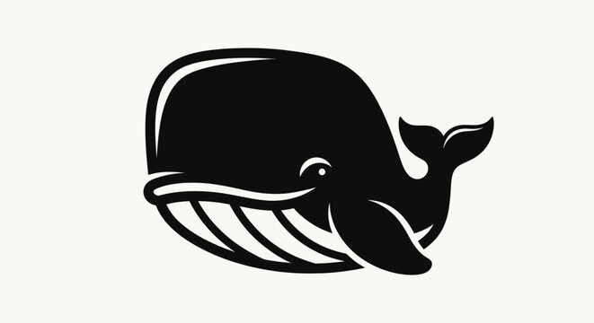 Stylized black whale graphic