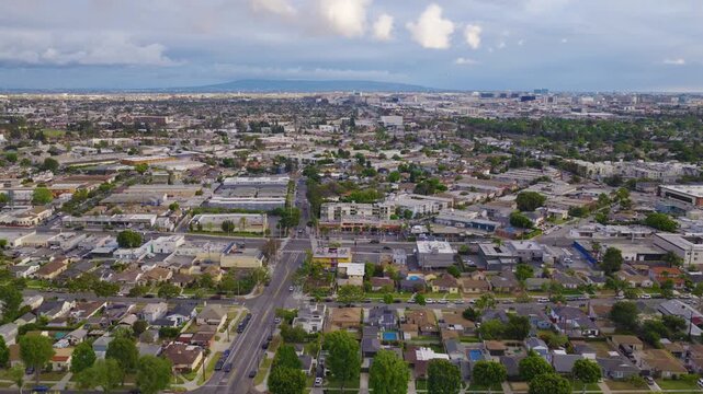 Ladera Heights Lateral Aerial View Toward Inglewood and Los Angeles Airport 01