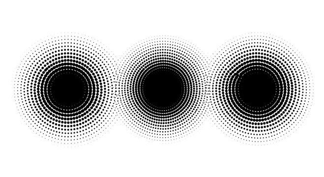 Circle halftone pattern with dotted ring design and smooth gradient background for modern graphic overlays
