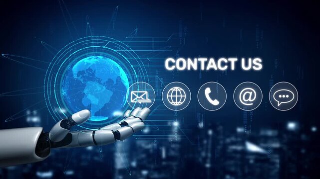 UI concept for contact us section showing icons for email, web, phone, and message. Contact and support icons help streamline business communication and improve customer contact experience. Muxer