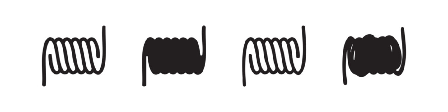 Coil Spring Icon Set for Engineering and Physics Concepts