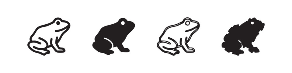 Naklejka premium Frog icon set, different styles of toad illustration for design