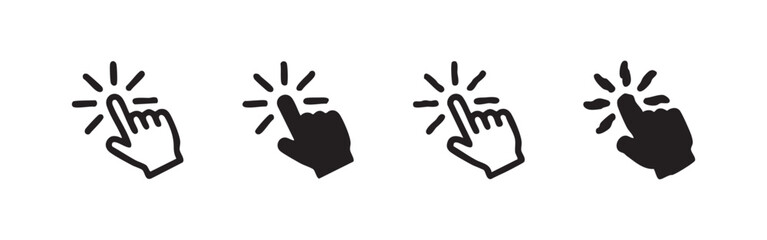 Fototapeta premium Clicking Finger Icons: Outline, Solid, Sketchy, and Distorted