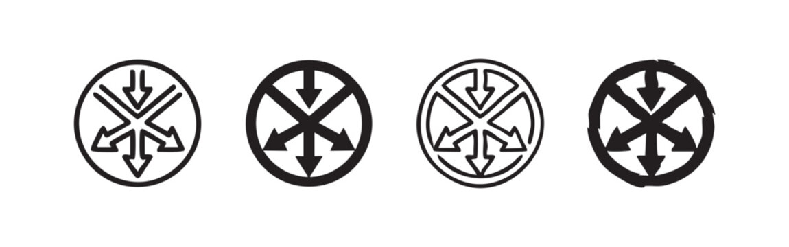 Directional Arrow Icons: Outline, Solid, Sketchy, and Distorted