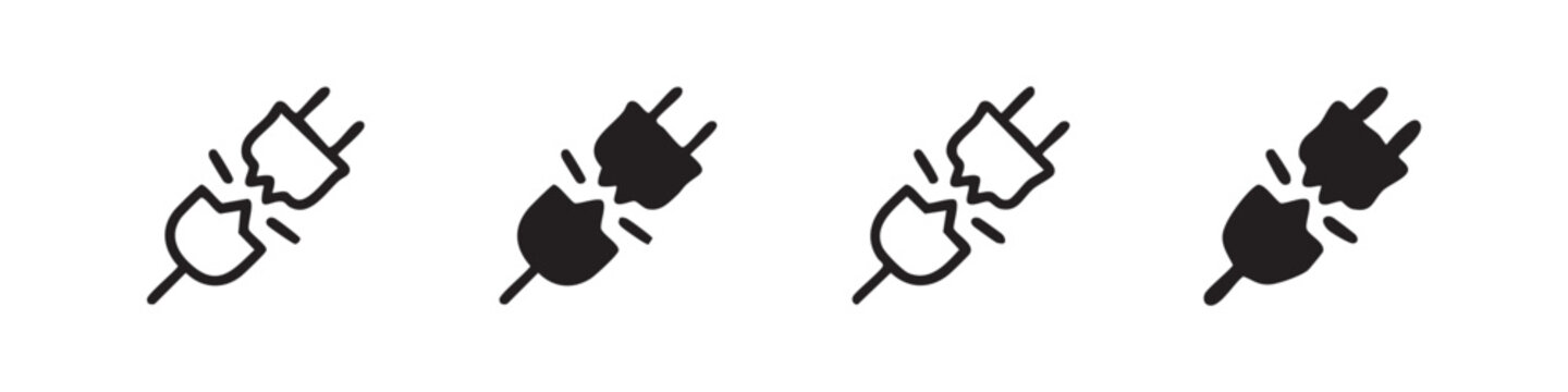 Broken Power Plug Connection Icon Set