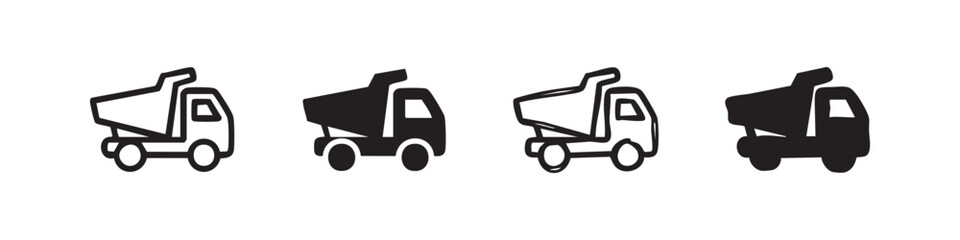 Dump truck icons: construction and transport vehicles © liubomir118809