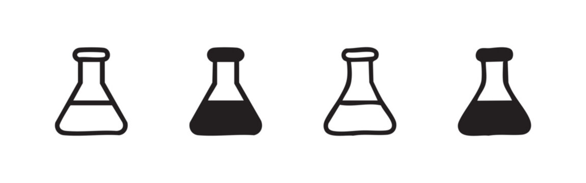Erlenmeyer Flask Icons - Outline and Solid Styles