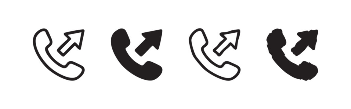 Phone call or outgoing call icons in black and white